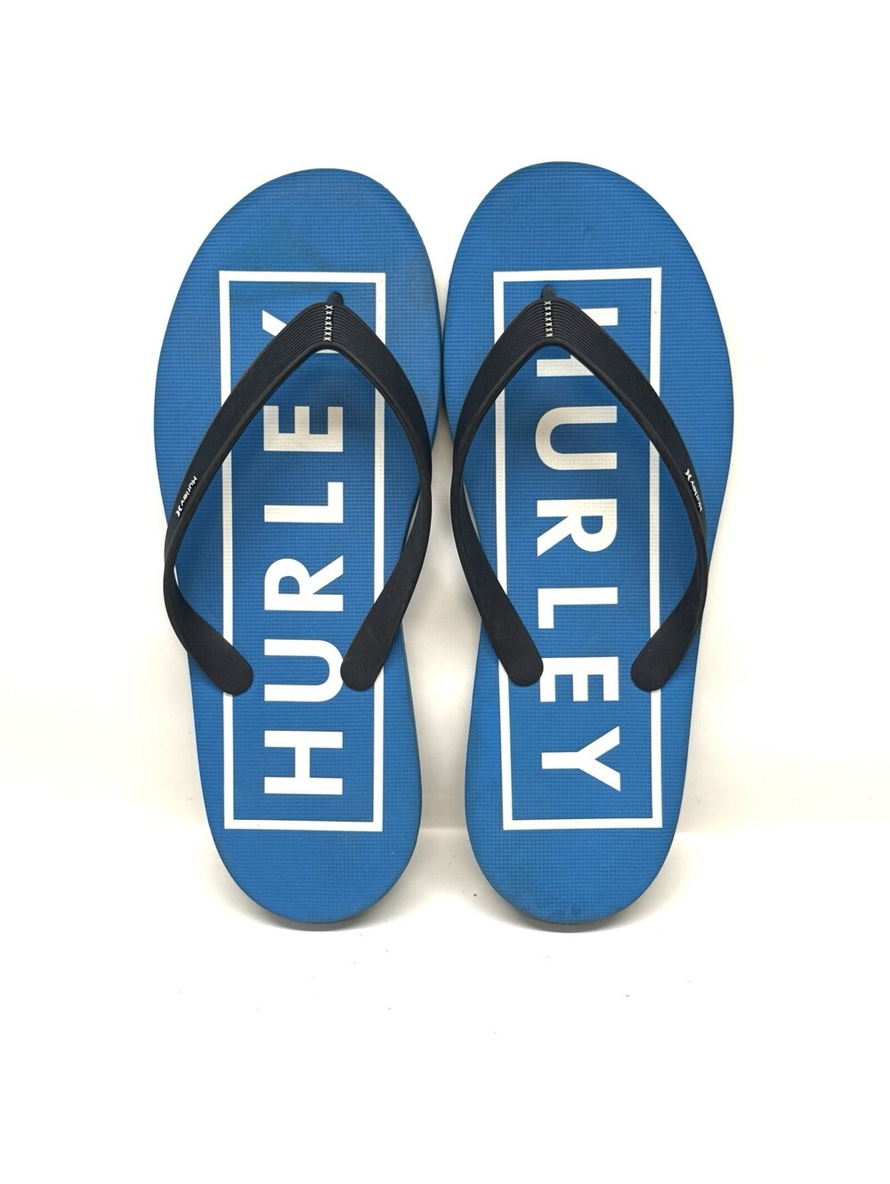 Hurley Mens Logo Flip Flop Size 13 Blue Pool Beach Sandals EUC